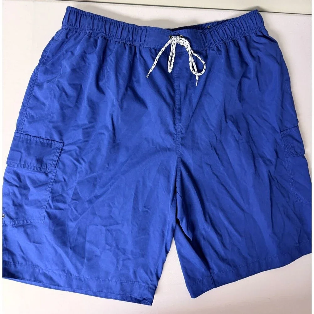 The Foundry Mens 2XL Blue Swim Trunks Mesh Lined Drawstring Big Tall